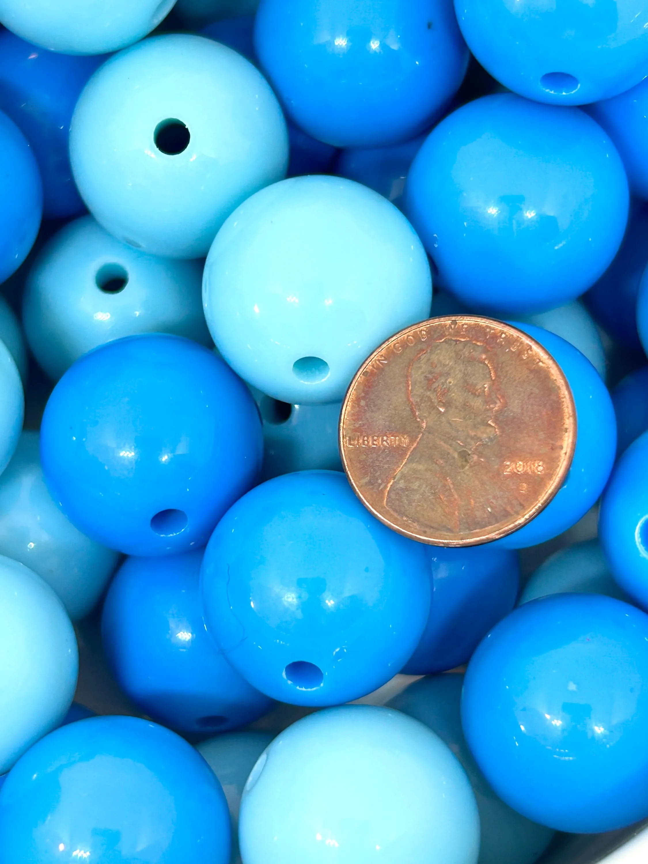 20mm Chunky Ocean Blue Themed Bead Set, Mix, Assortment, Bright Colored