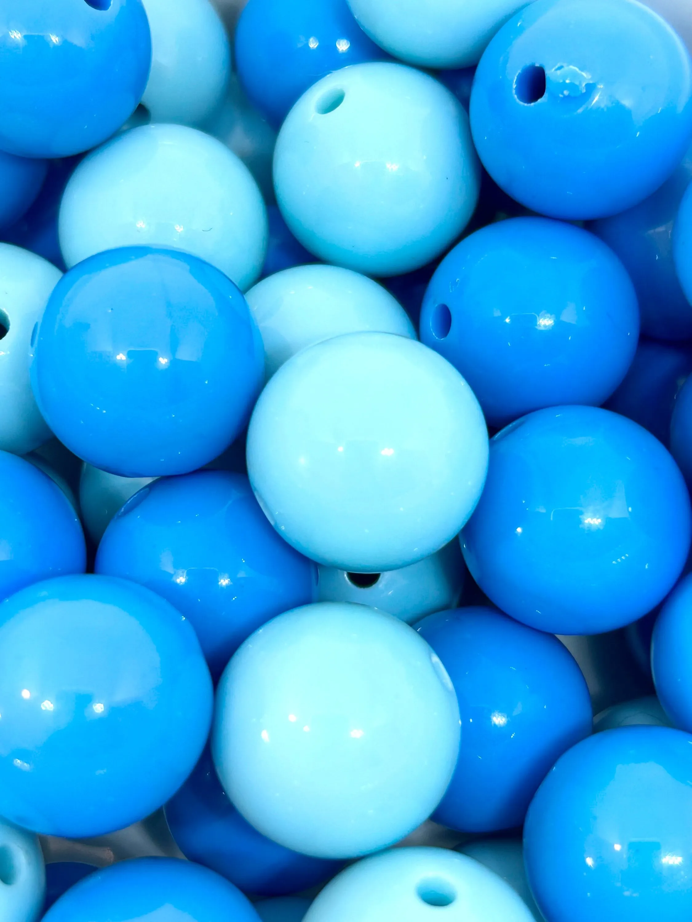 20mm Chunky Ocean Blue Themed Bead Set, Mix, Assortment, Bright Colored