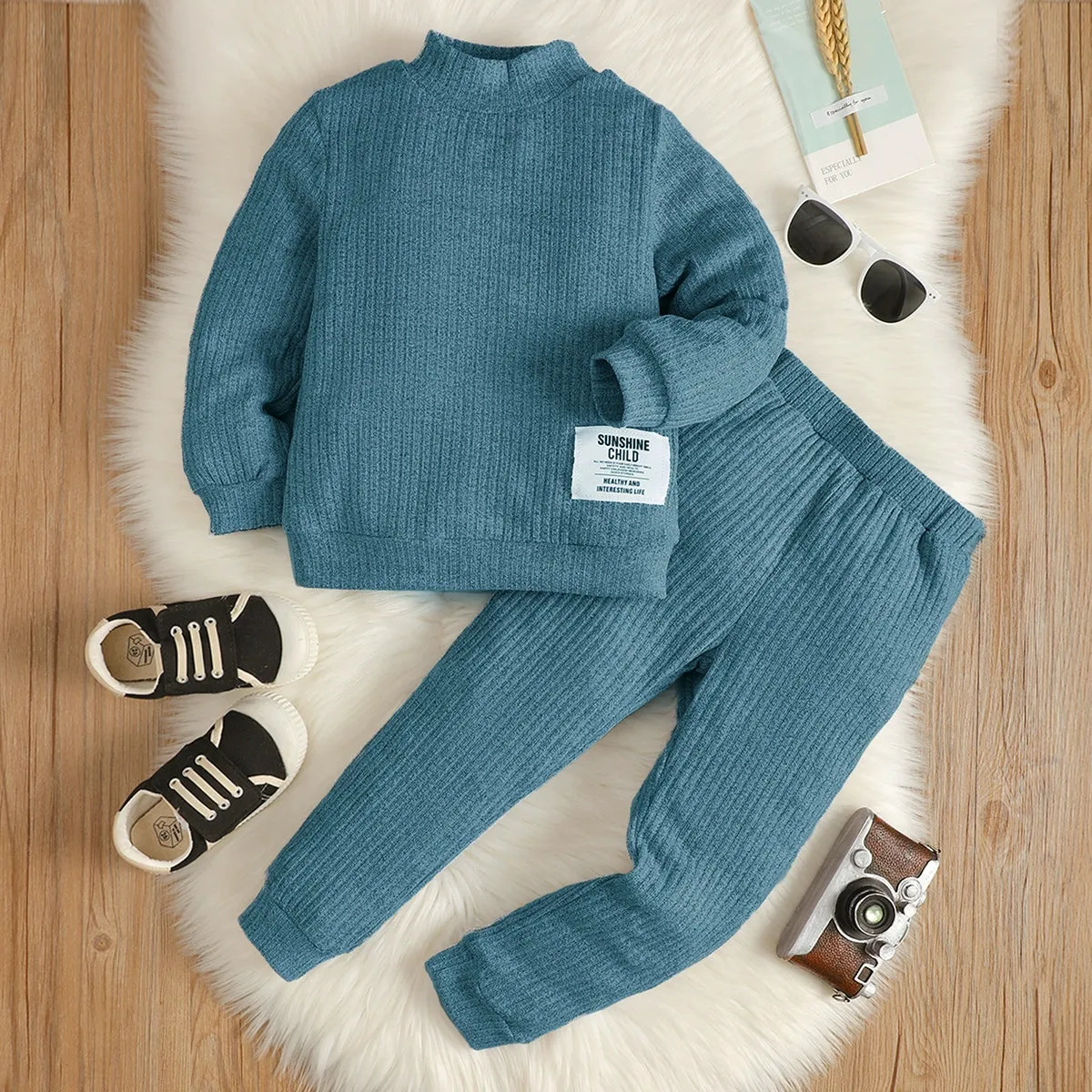 4-7Y baby boy stand-collar blue long-sleeved top and leggings trousers suit baby boy clothes baby boy autumn and winter wear Catpapa 112209451-1
