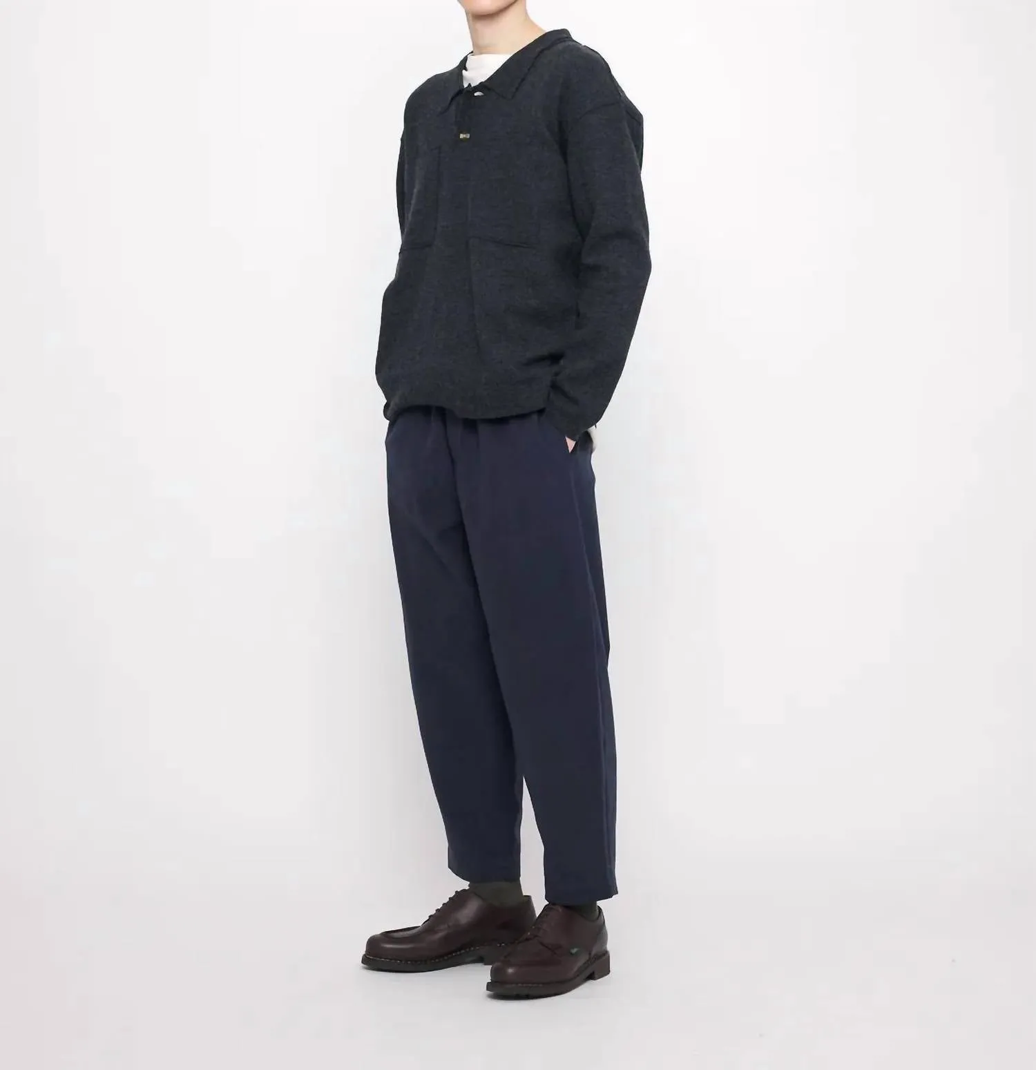 7115 By Szeki - Boiled Wool Pocket Pullover Top