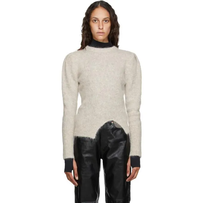 Andersson Bell Beige Alpaca Puff Sleeve Rozi Sweater