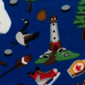 Anti-Pill Fleece Print - SLIPPY - Canadian things - Blue