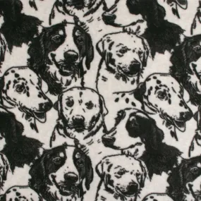 Anti-Pill Fleece Print - SLIPPY - Dogs - White