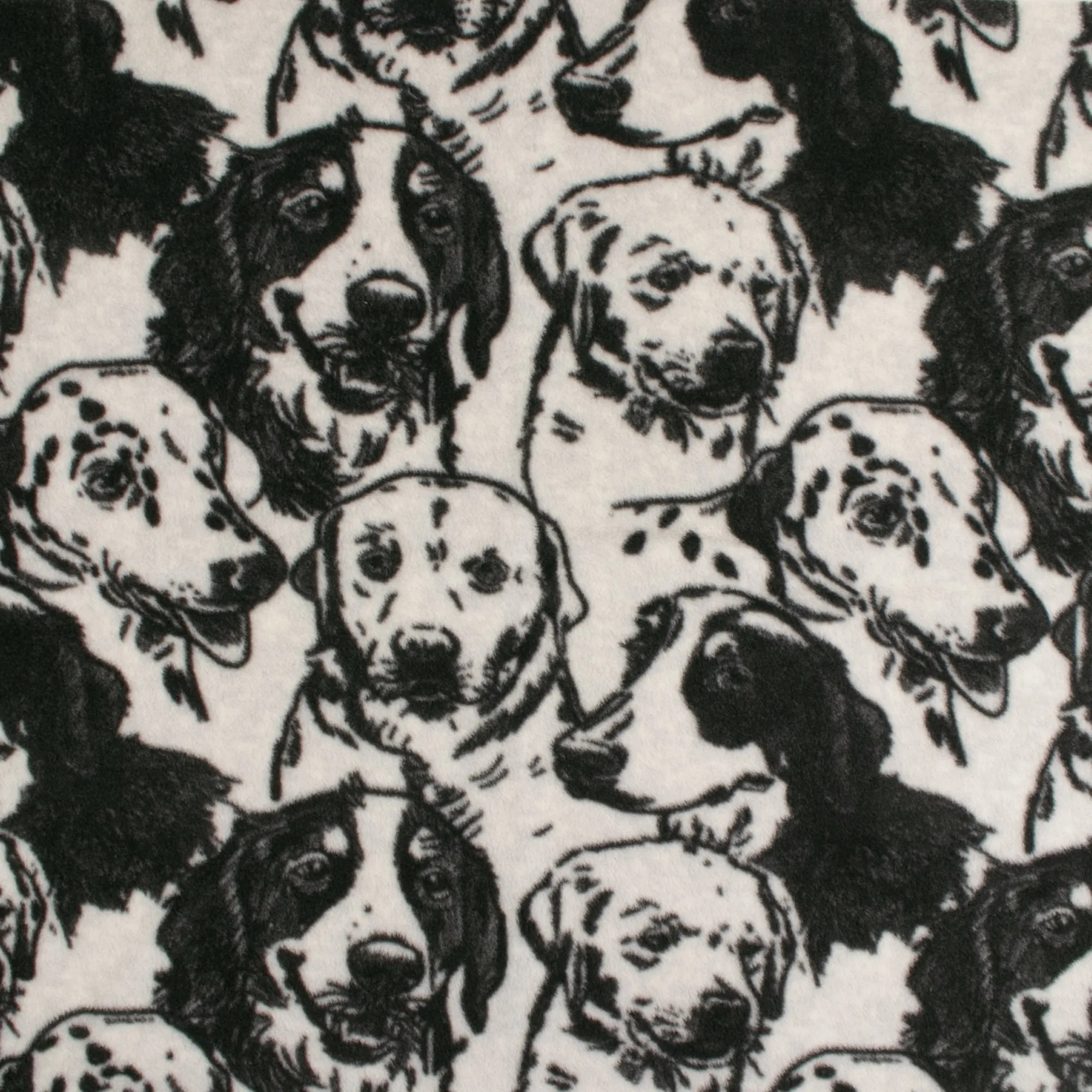 Anti-Pill Fleece Print - SLIPPY - Dogs - White