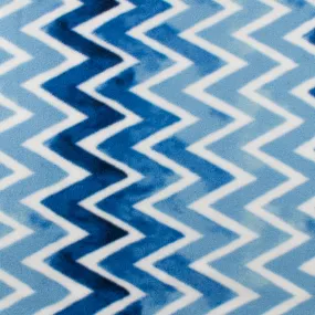 Anti-Pill Fleece Print - SLIPPY - Herringbone - Blue