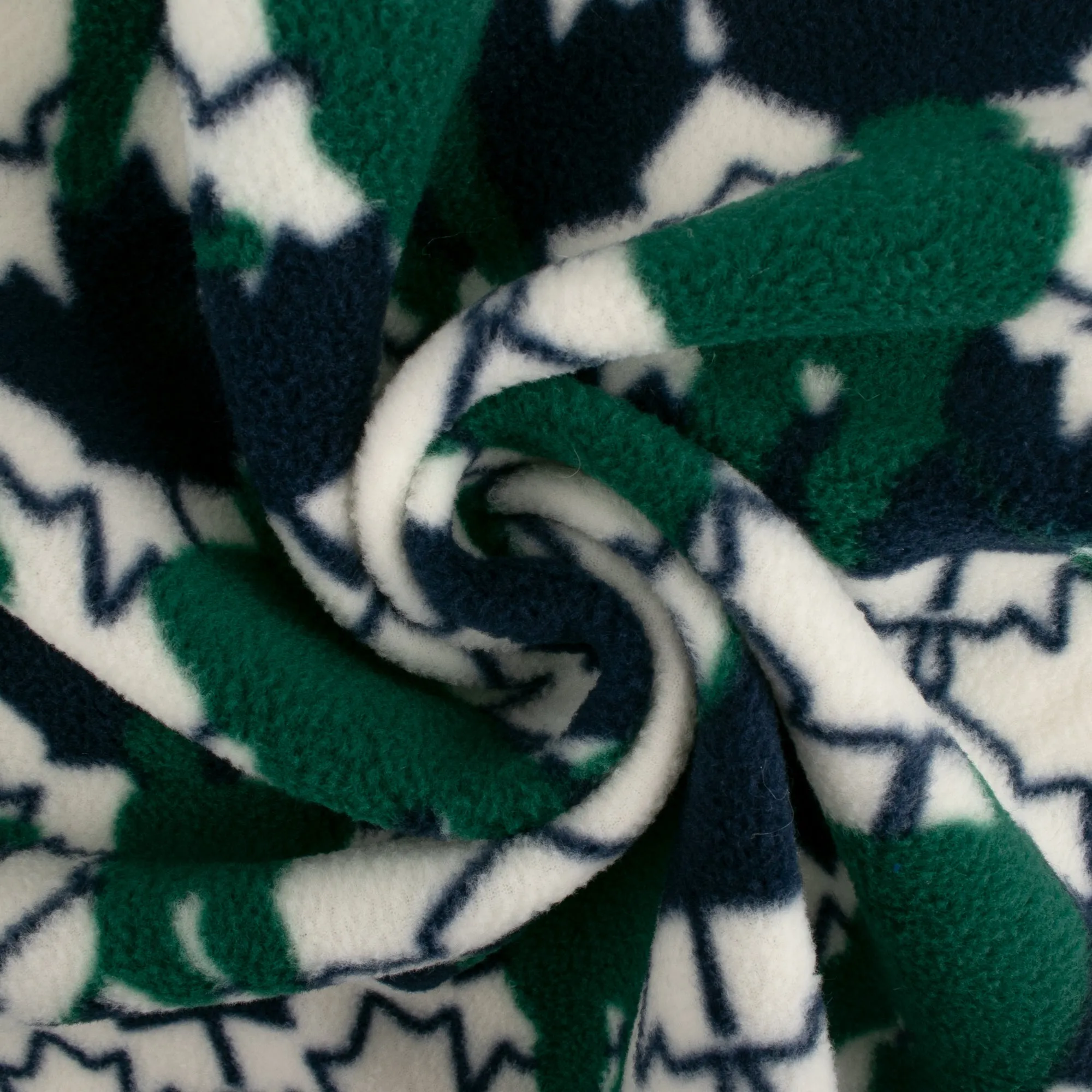 Anti-Pill Fleece Print - SLIPPY - Hockey / Maple leaf - Green