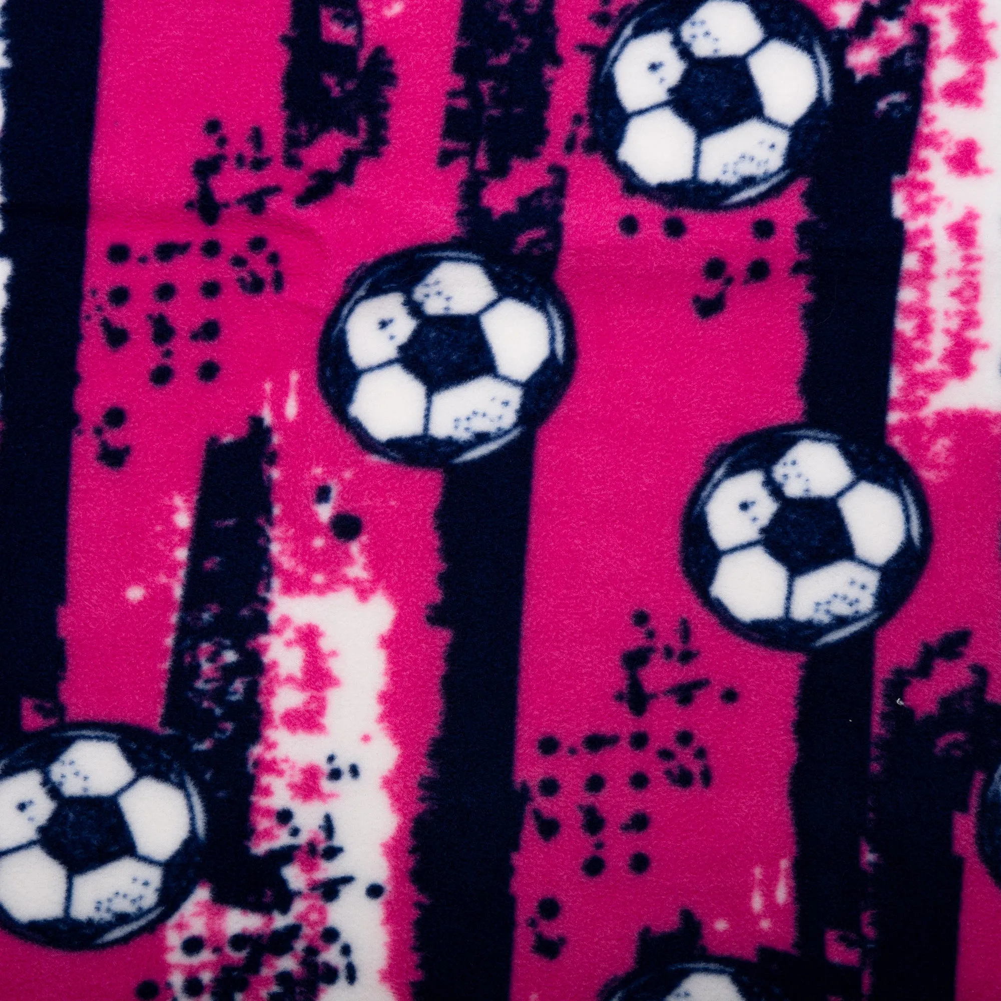 Anti Pill Fleece Print - SLIPPY - Soccer ball - Pink