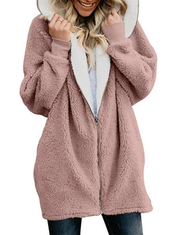 Autumn and winter lamb wool zipper warm jacket