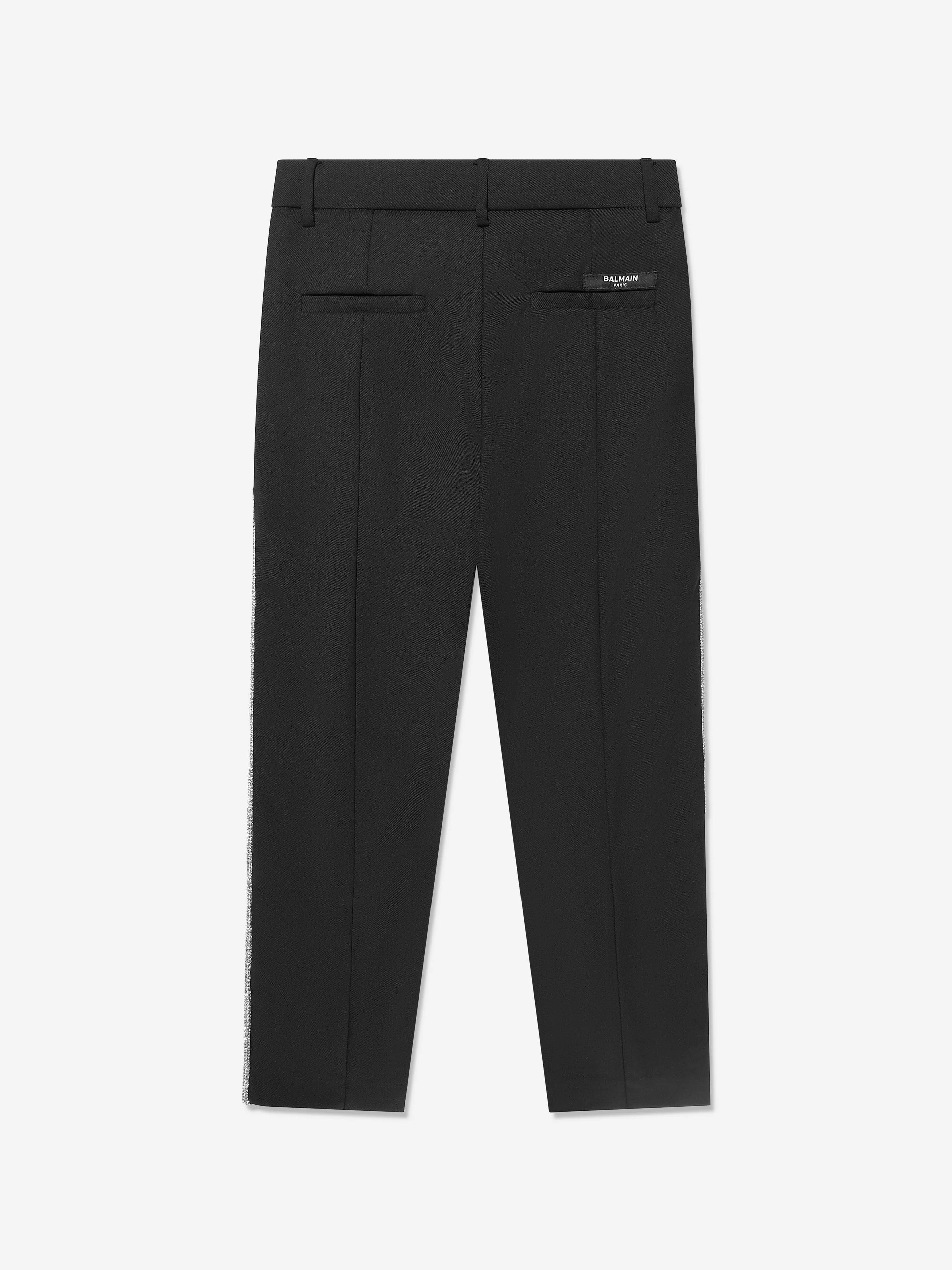 Balmain Girls Wool Suit Trousers in Black