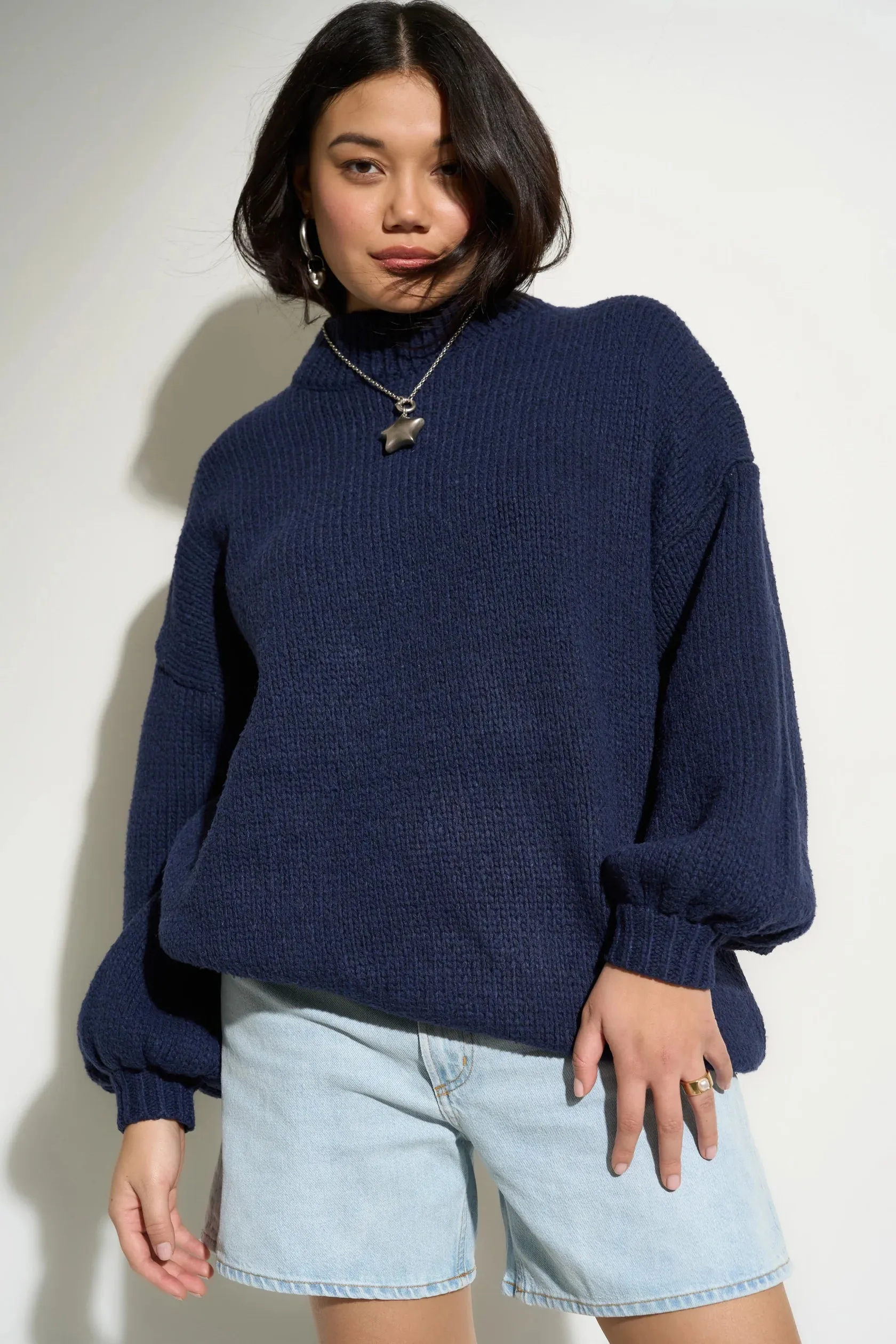 Bellamy Chunky Knit Pullover | Recycled | Navy