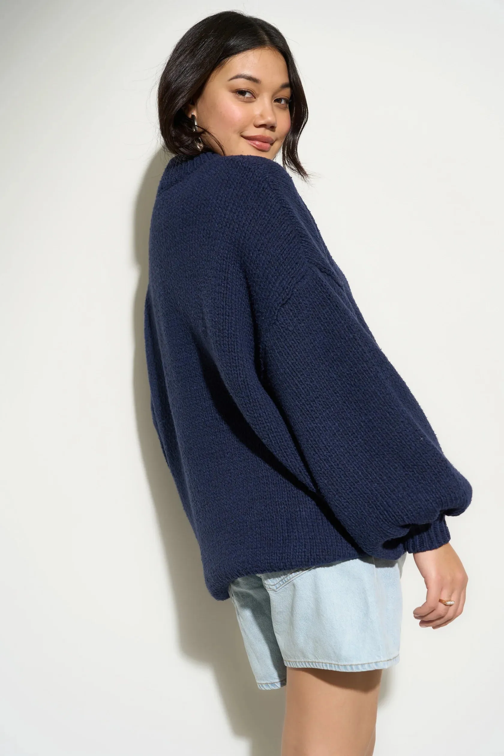 Bellamy Chunky Knit Pullover | Recycled | Navy