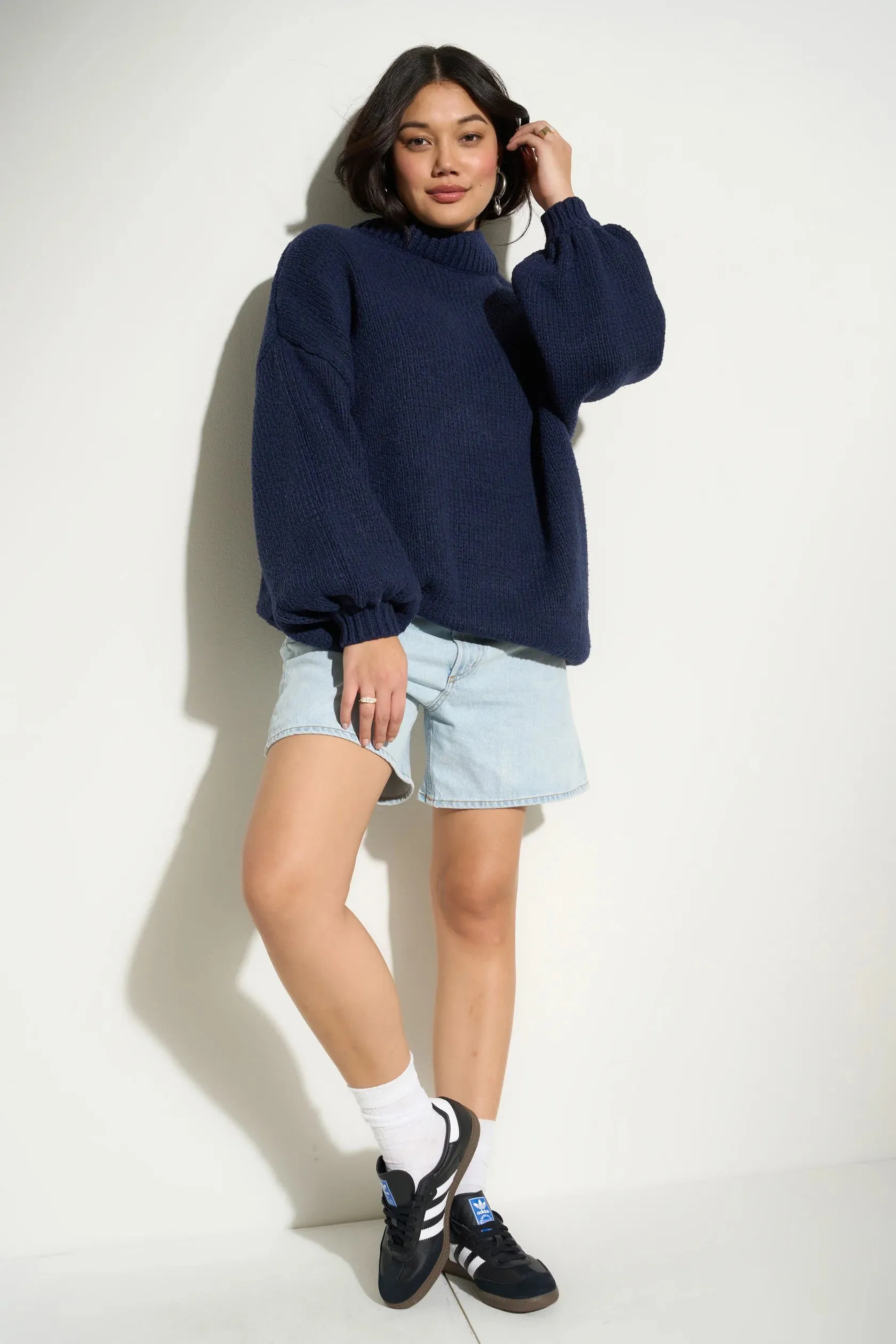 Bellamy Chunky Knit Pullover | Recycled | Navy