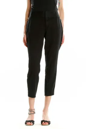 Black Cropped Wool-Blend Trousers