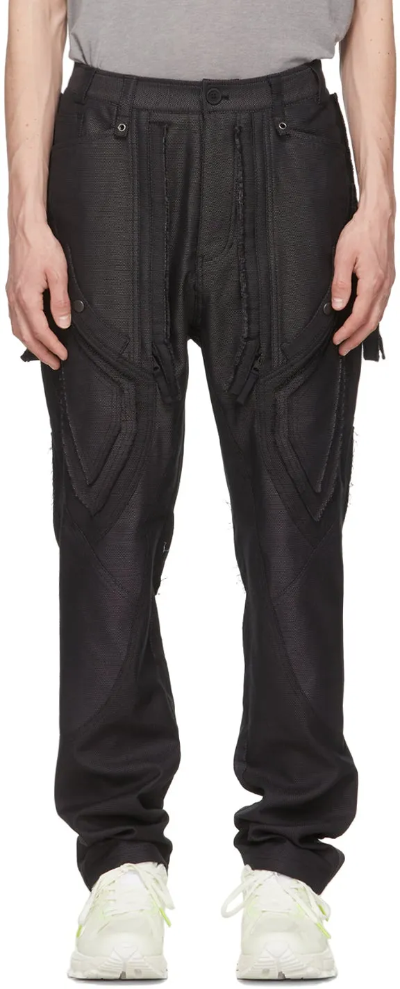 Blackmerle Black Shiny Patchwork Trousers