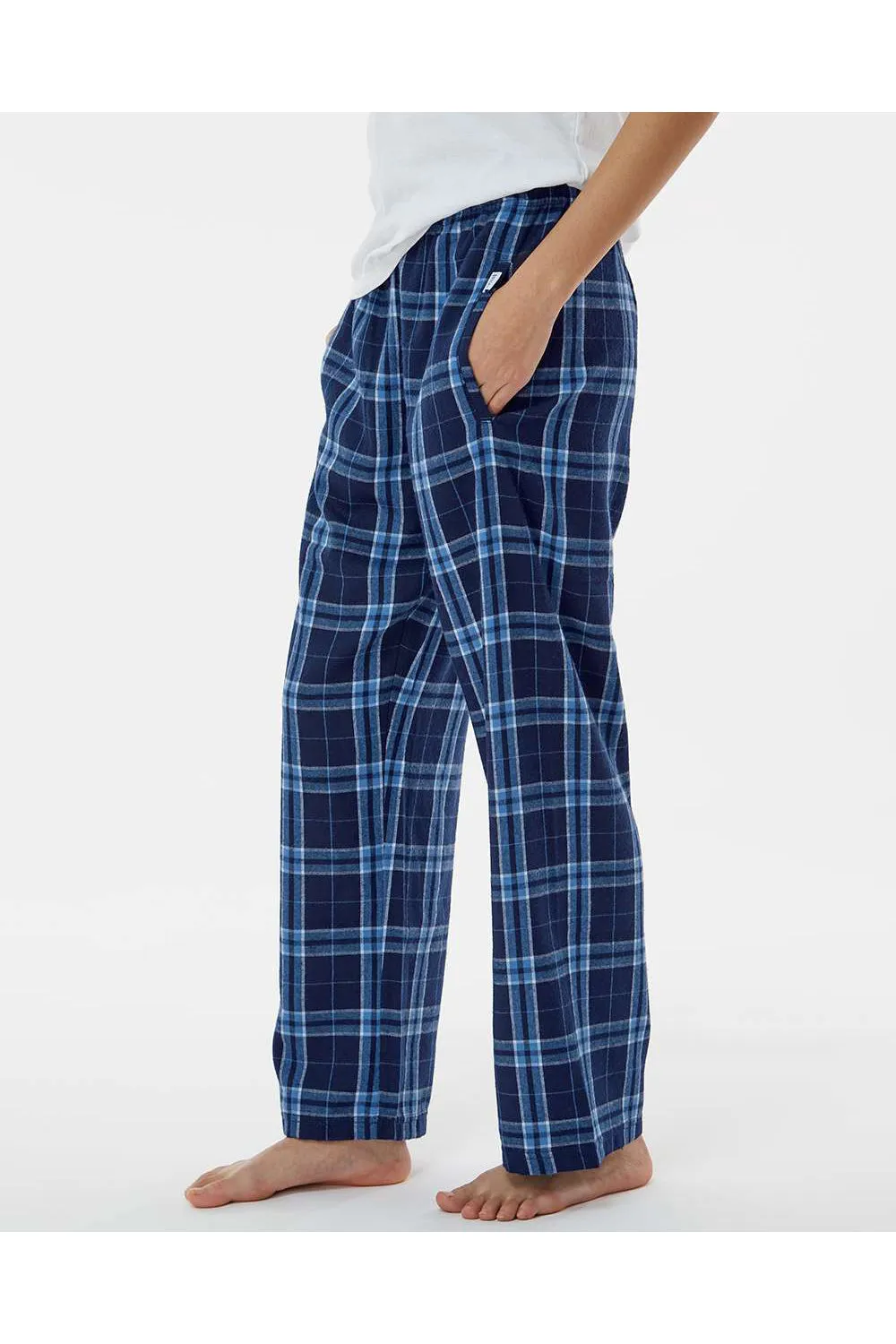 Boxercraft Youth Flannel Pants w/ Pockets - Navy Blue/Columbia Blue