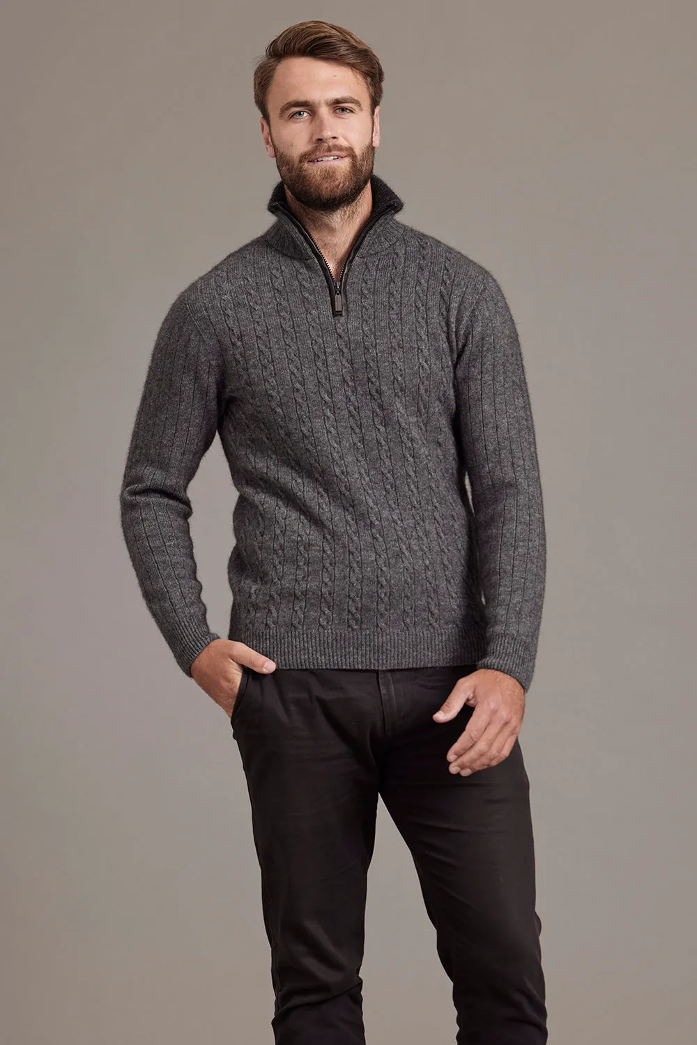 CABLE JERSEY WITH CONTRAST TRIM