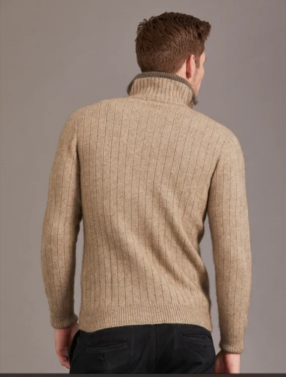 CABLE JERSEY WITH CONTRAST TRIM