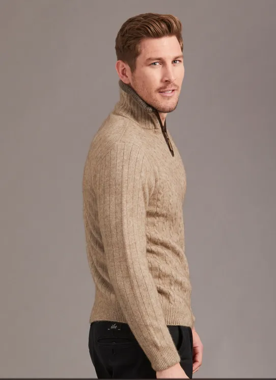 CABLE JERSEY WITH CONTRAST TRIM