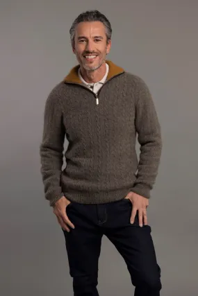 CABLE JERSEY WITH CONTRAST TRIM