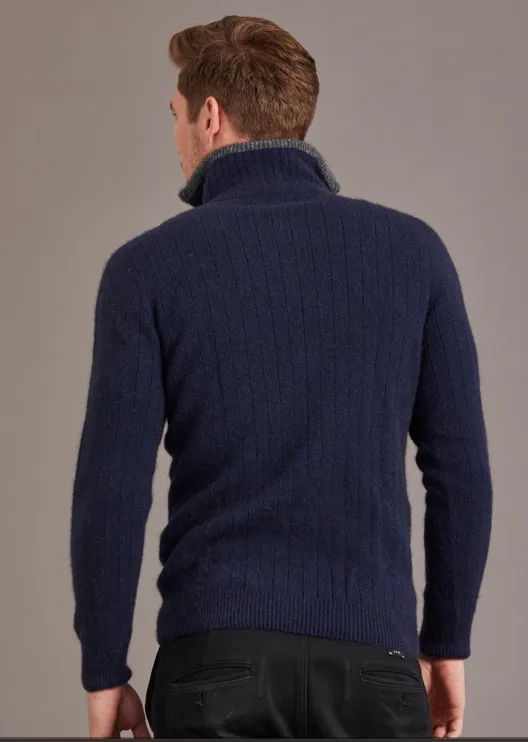 CABLE JERSEY WITH CONTRAST TRIM