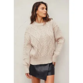 Chunky Cable Knit Sweater CREAM
