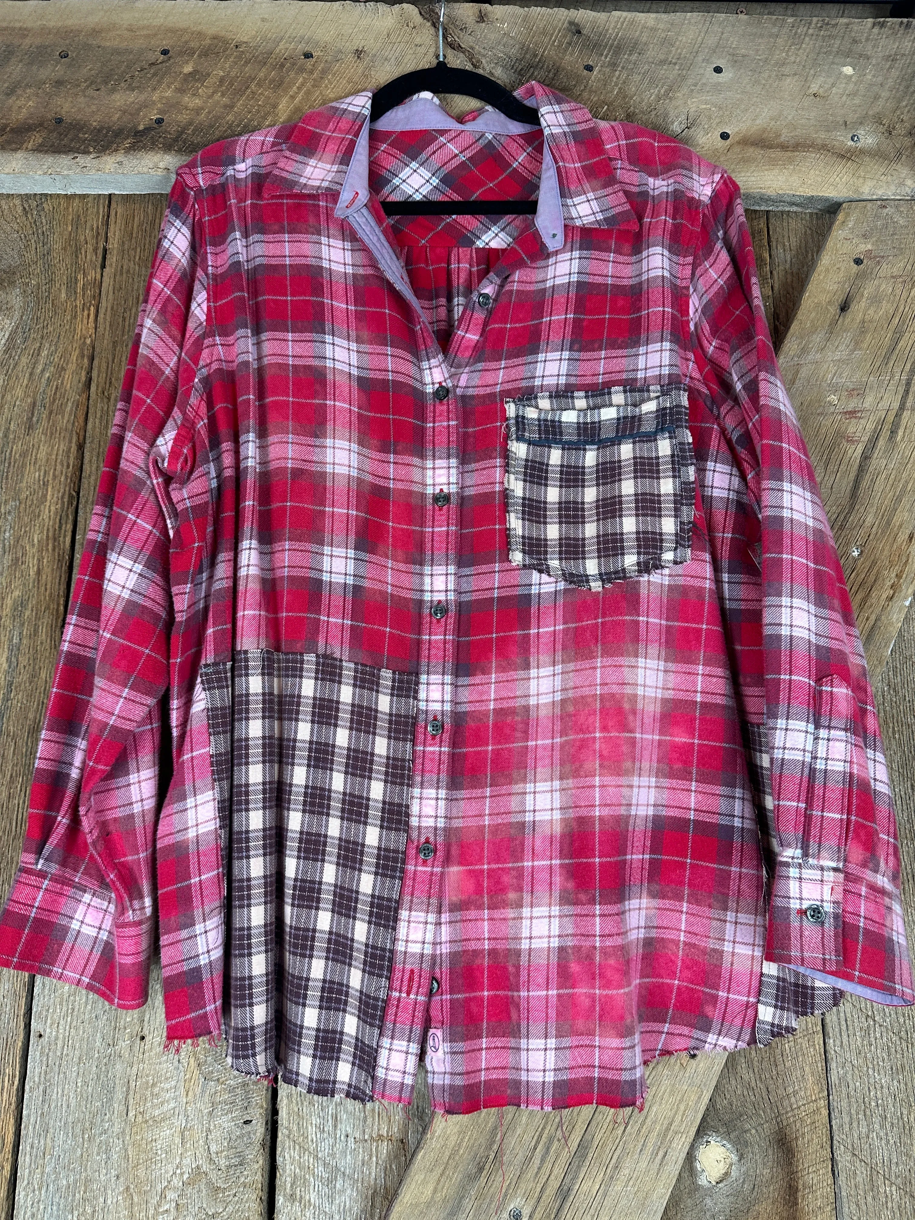 Classic Red  Mixed Plaid Flannel - XL