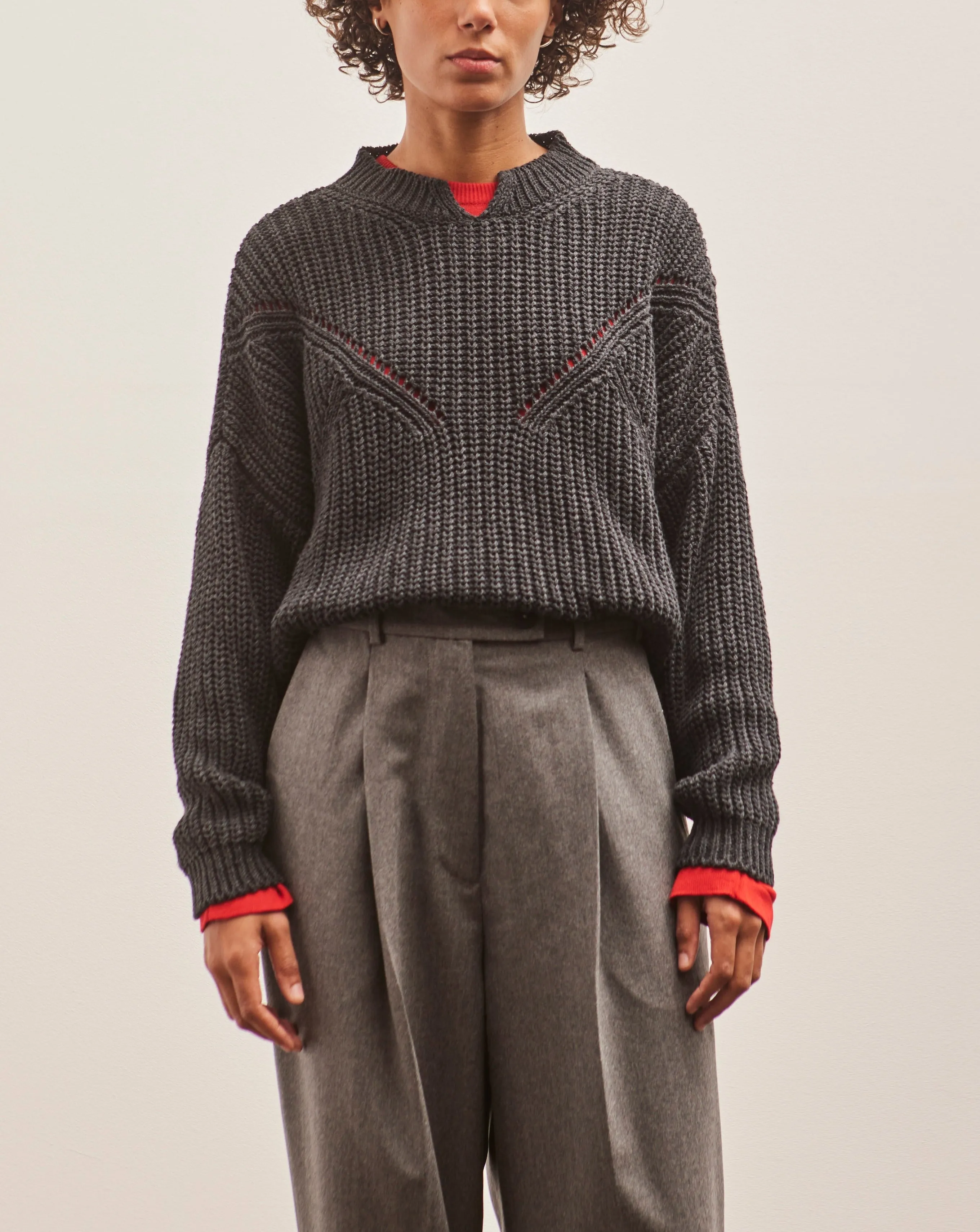 Cordera Cotton Cropped Sweater, Anthracite