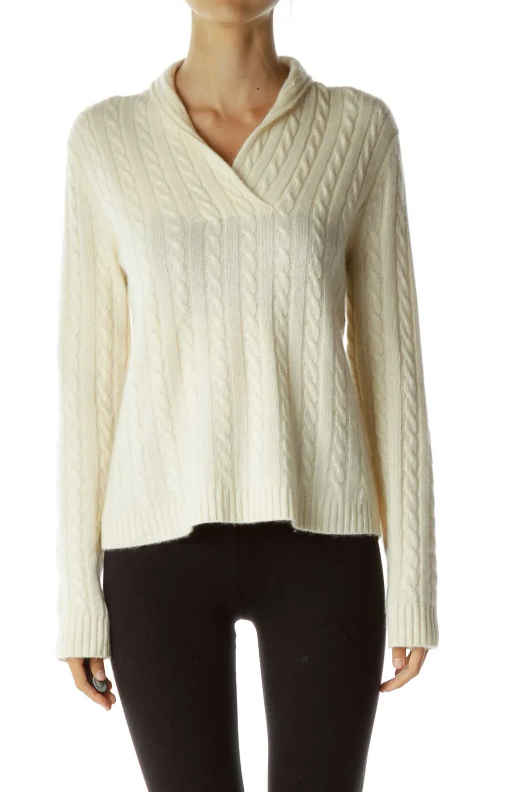 Cream Cable Knit Cashmere Sweater
