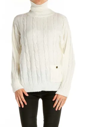 Cream Cable Knit Turtleneck Sweater
