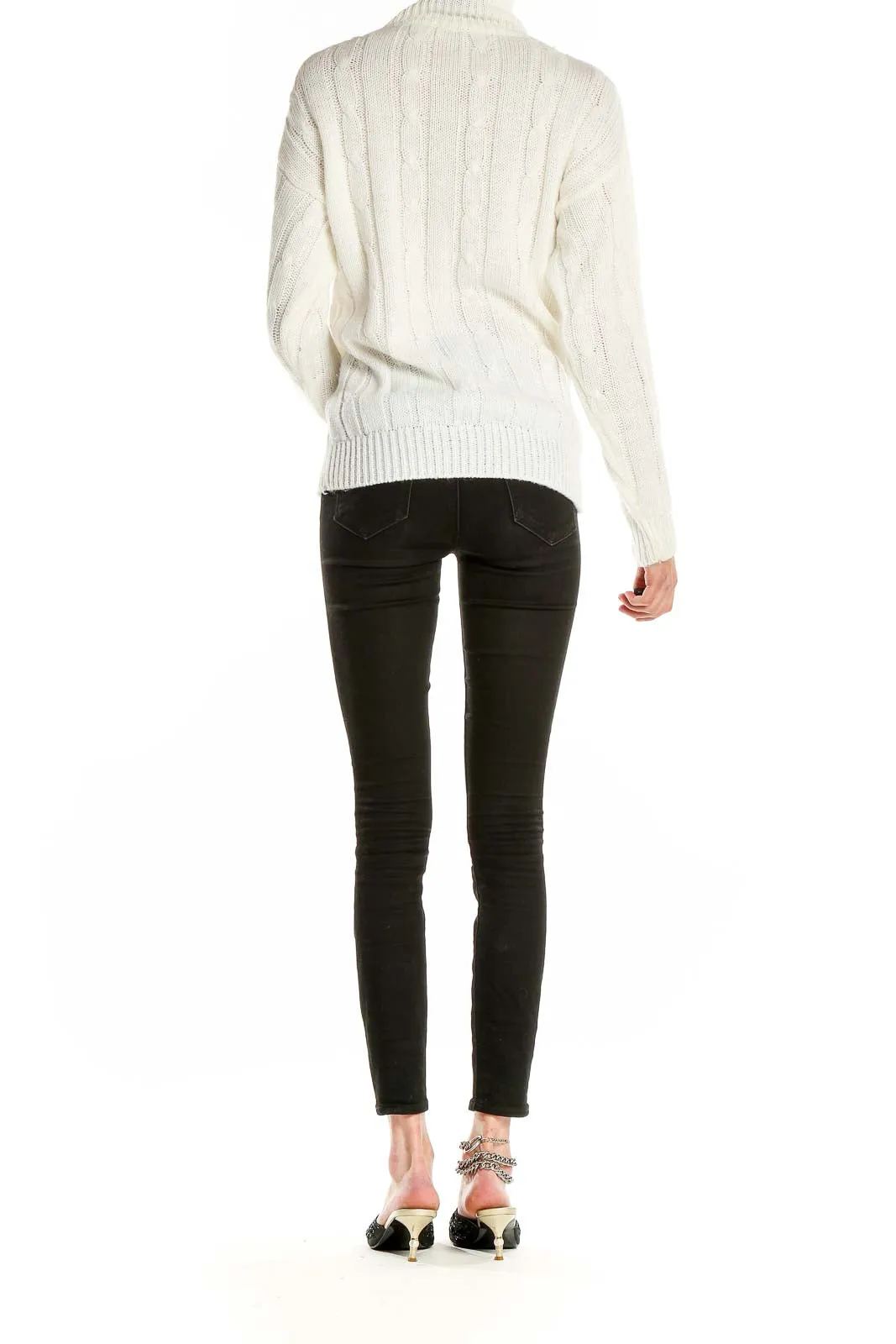 Cream Cable Knit Turtleneck Sweater