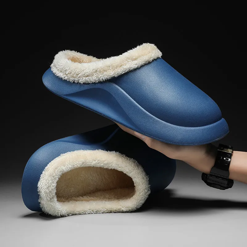 Cuzcare Waterproof Men Slippers Anti-slip Plush Home Footwear