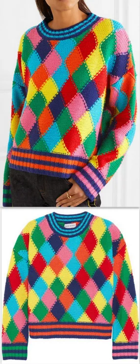 Diamond-Stitched Wool-Blend Sweater