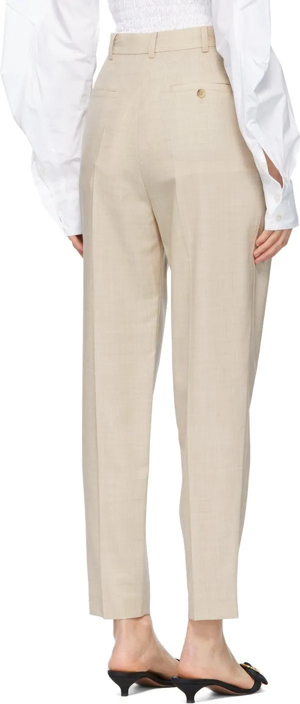 DRAE Beige Summer Wool Tapered Trousers