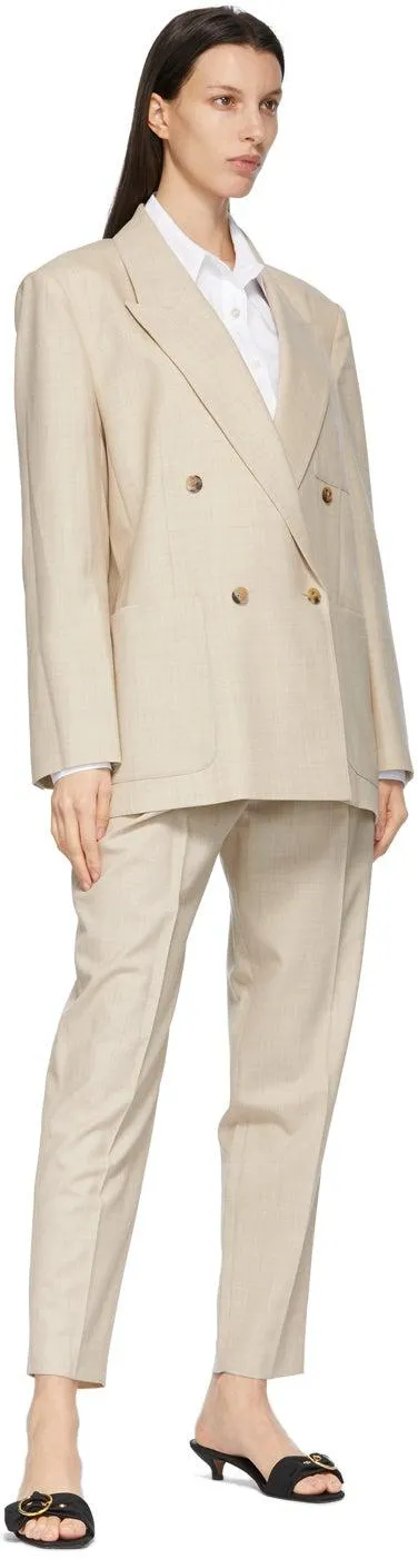 DRAE Beige Summer Wool Tapered Trousers