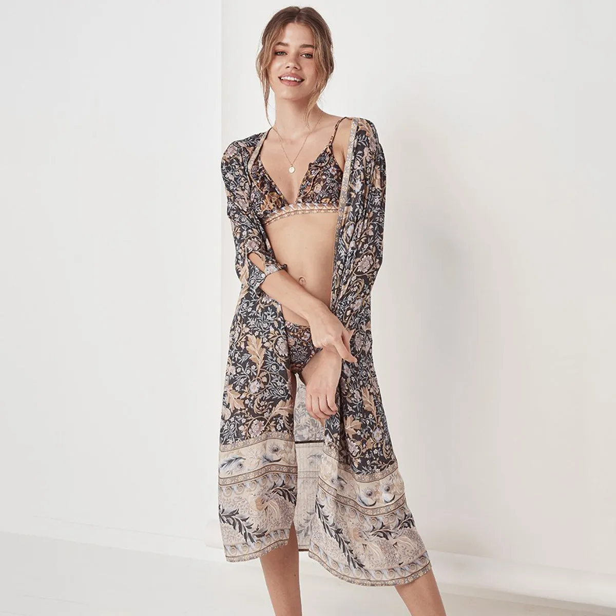 Earthy Print  Kimono Cardigan