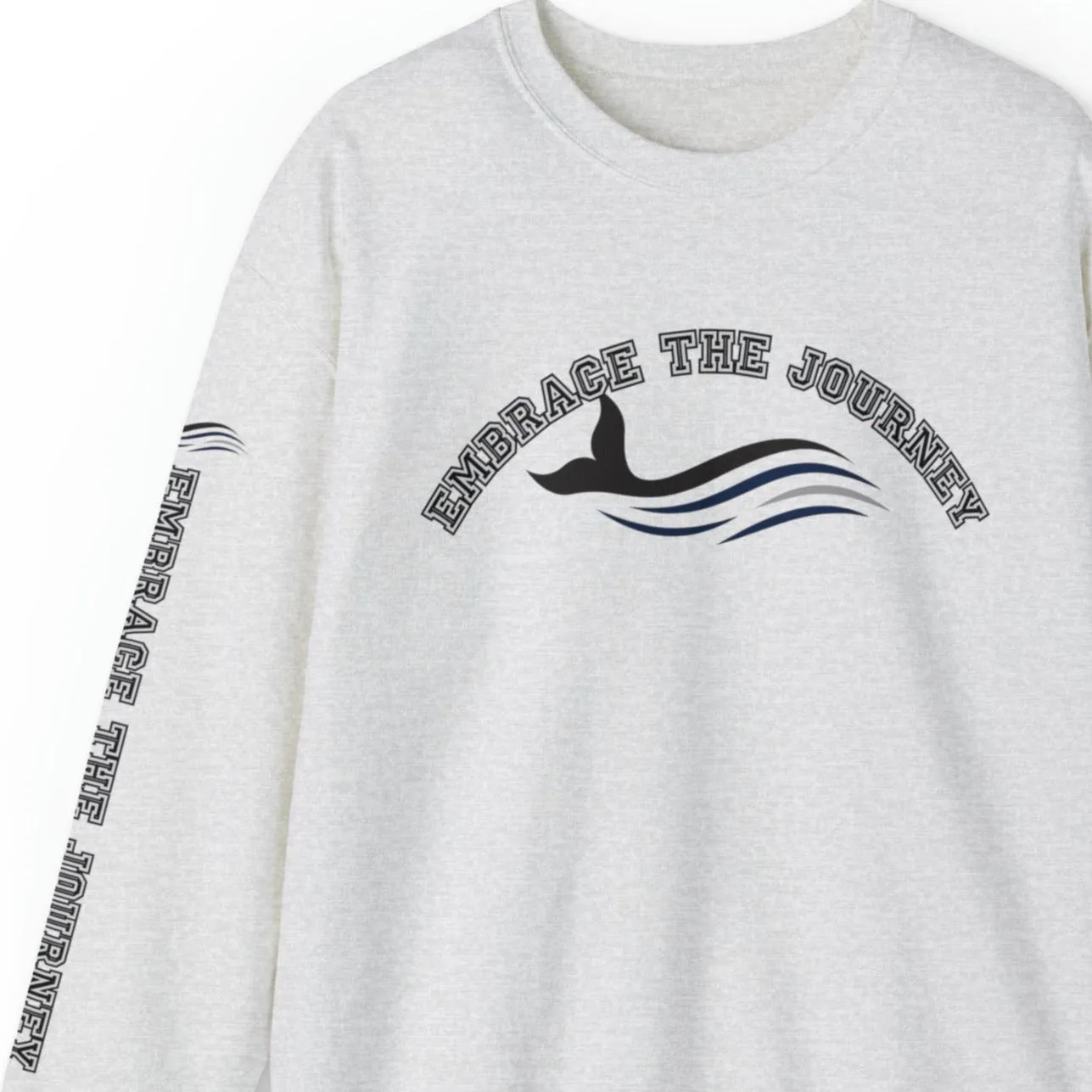 Embrace the Journey Men's Sweatshirt: Inspiring Whale & Sleeve Detail