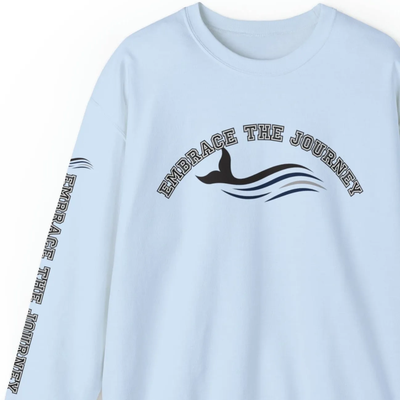 Embrace the Journey Men's Sweatshirt: Inspiring Whale & Sleeve Detail