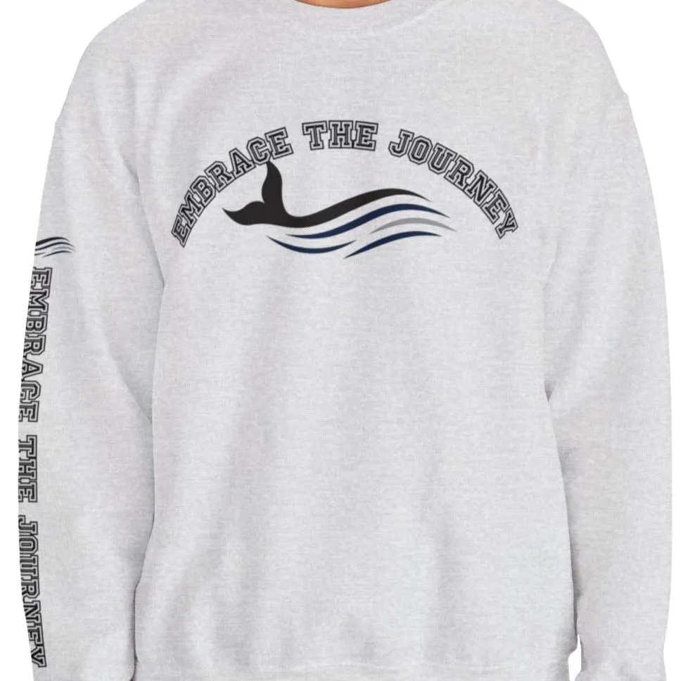 Embrace the Journey Men's Sweatshirt: Inspiring Whale & Sleeve Detail
