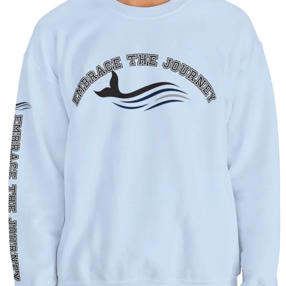 Embrace the Journey Men's Sweatshirt: Inspiring Whale & Sleeve Detail