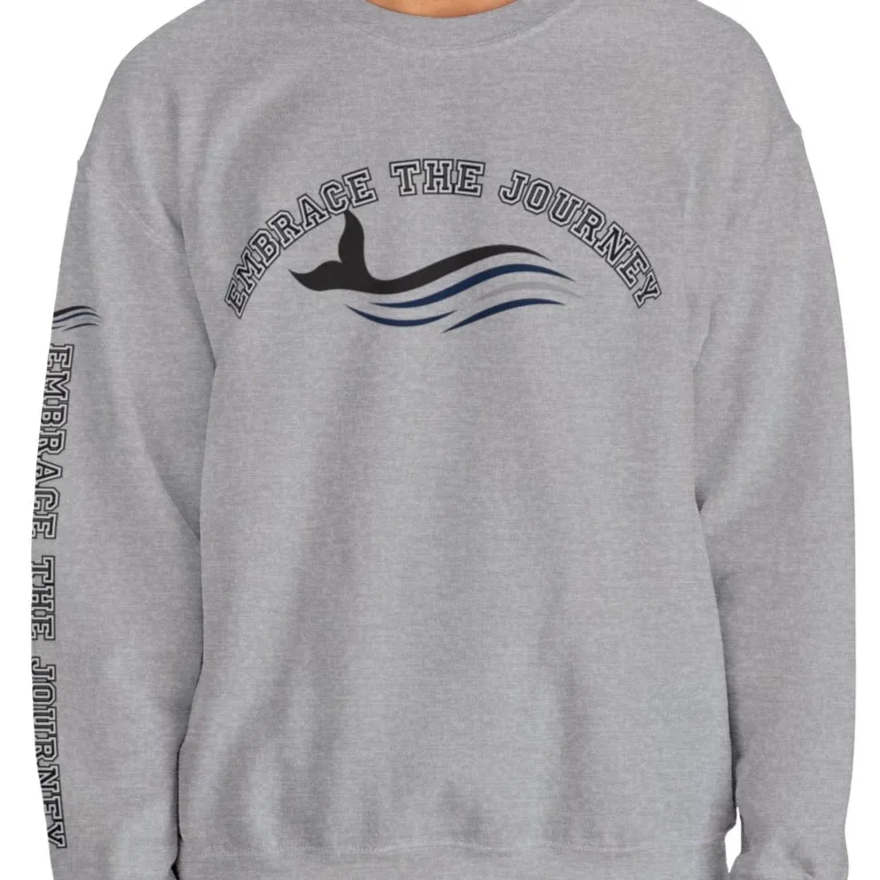 Embrace the Journey Men's Sweatshirt: Inspiring Whale & Sleeve Detail