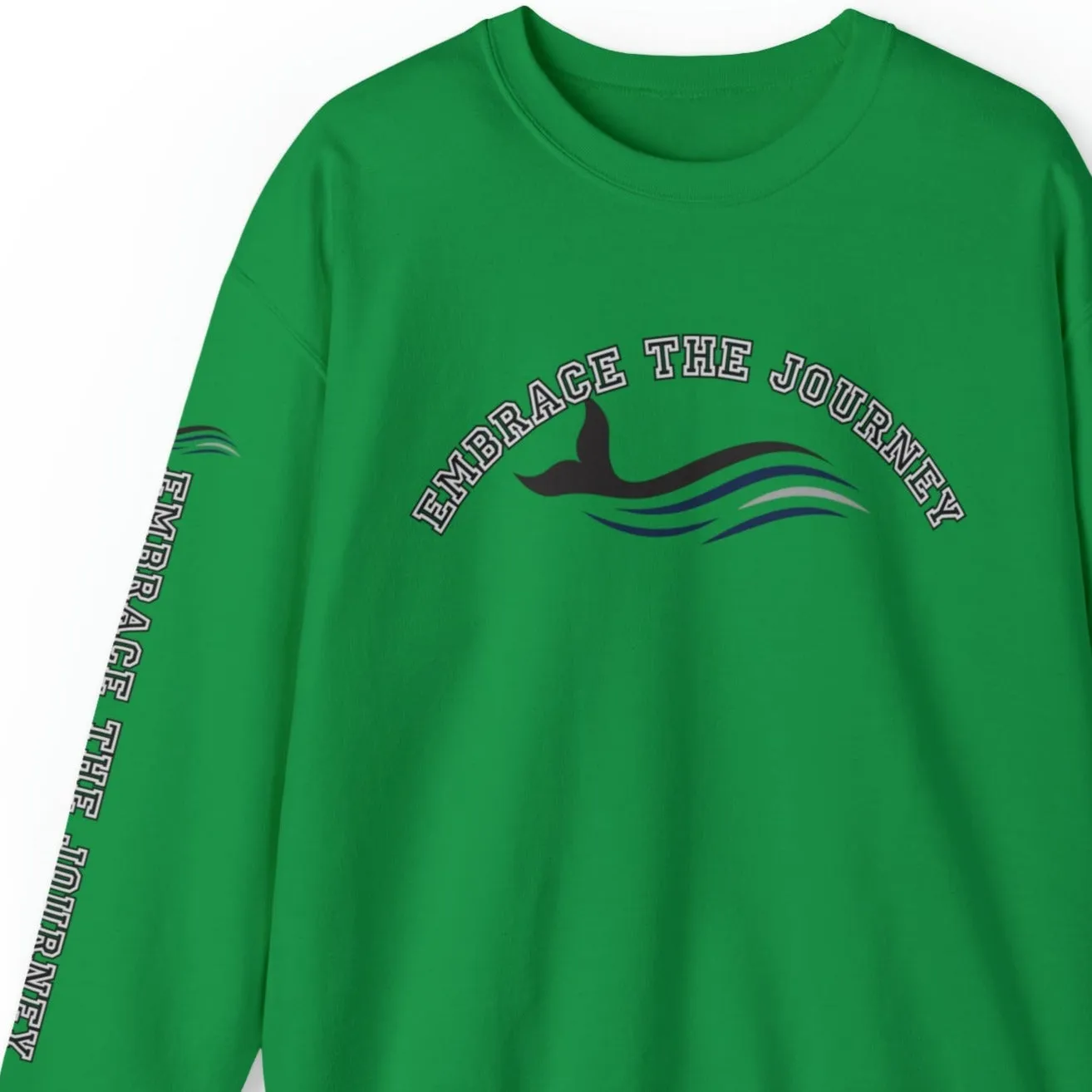 Embrace the Journey Men's Sweatshirt: Inspiring Whale & Sleeve Detail