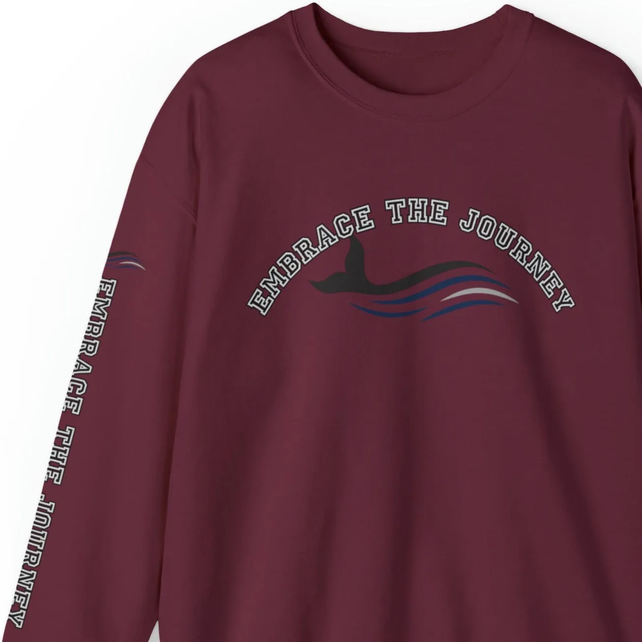 Embrace the Journey Men's Sweatshirt: Inspiring Whale & Sleeve Detail