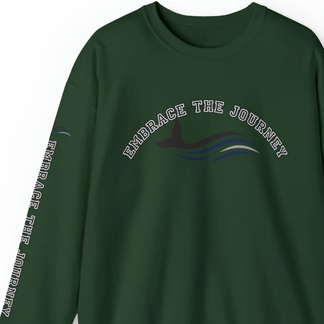 Embrace the Journey Men's Sweatshirt: Inspiring Whale & Sleeve Detail