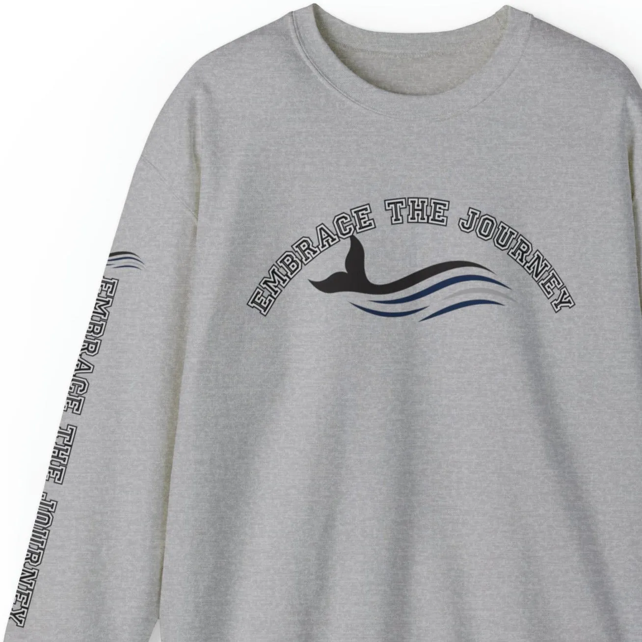 Embrace the Journey Men's Sweatshirt: Inspiring Whale & Sleeve Detail