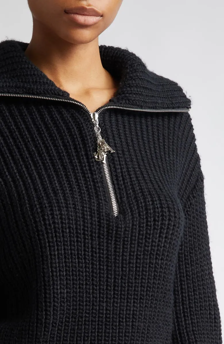 Emmett Shaker Half Zip Pullover Sweater | Black