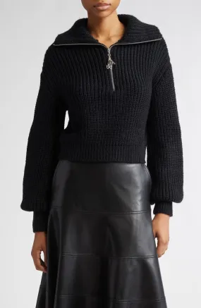 Emmett Shaker Half Zip Pullover Sweater | Black