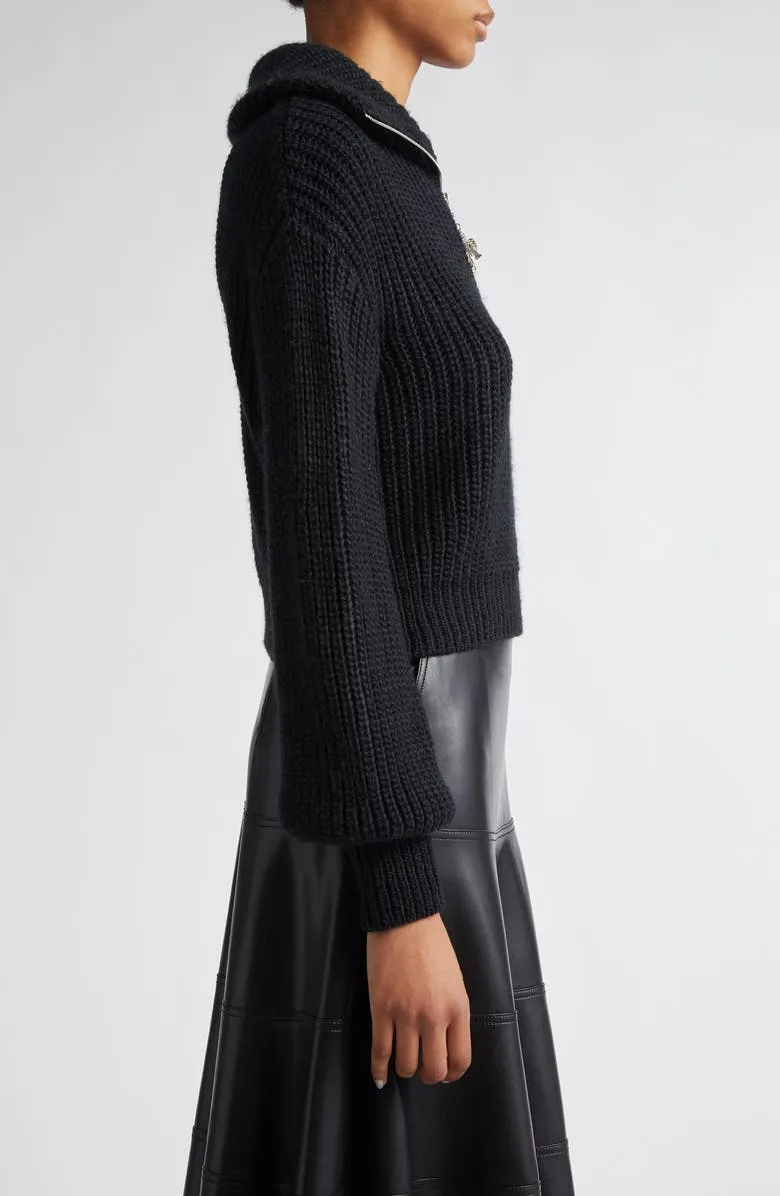Emmett Shaker Half Zip Pullover Sweater | Black