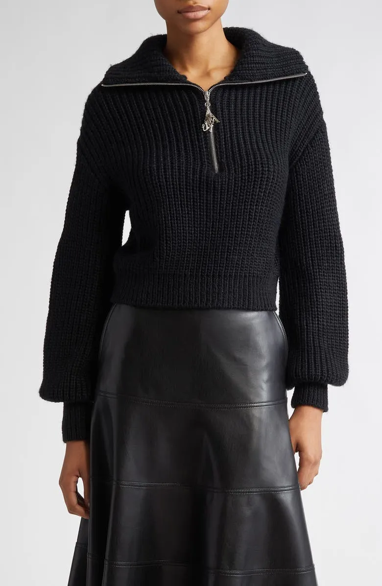 Emmett Shaker Half Zip Pullover Sweater | Black