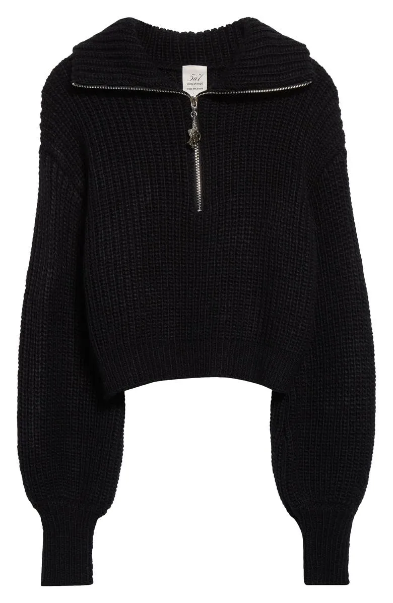 Emmett Shaker Half Zip Pullover Sweater | Black