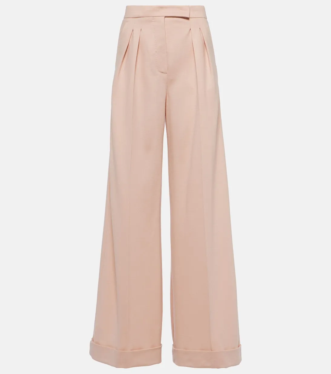Faraday Max Mara Wool Jersey Wide Leg Pants, Pink